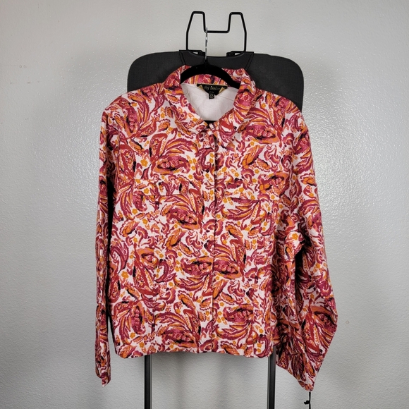 kathy ireland Tops - Kathy‎ Ireland Fashion 360 Paradise Pleasure Pink Paisley Crop Jacket Size 2X